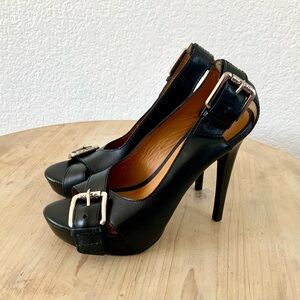 Michael Kors Portland Black Platform Open Toe Heels